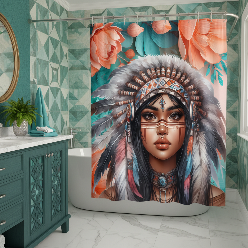 Copycat-Creations 2nd Edition Indigenous Goddess Shower Curtain