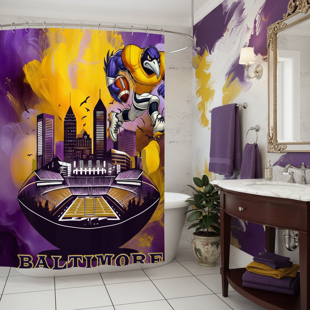 Copycat-Creations Baltimore Football Shower Curtain