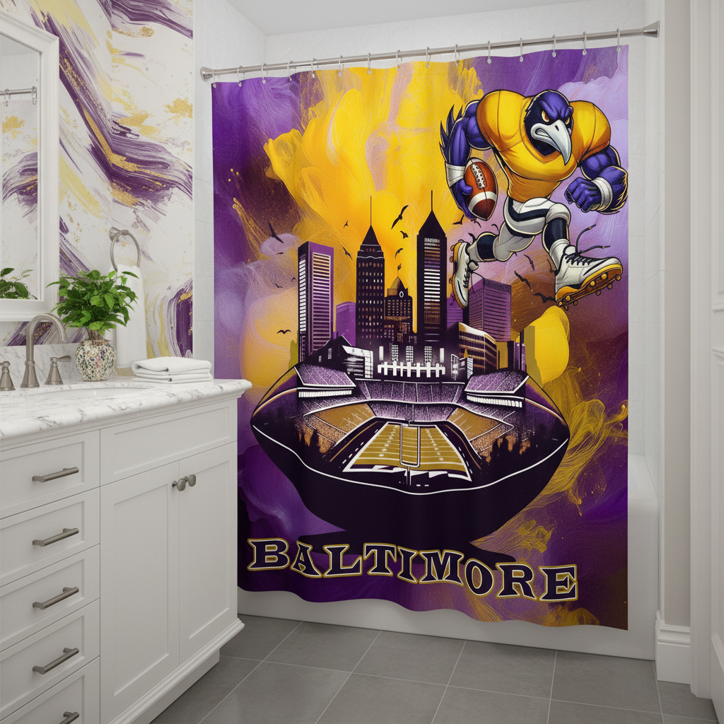 Copycat-Creations Baltimore Football Shower Curtain