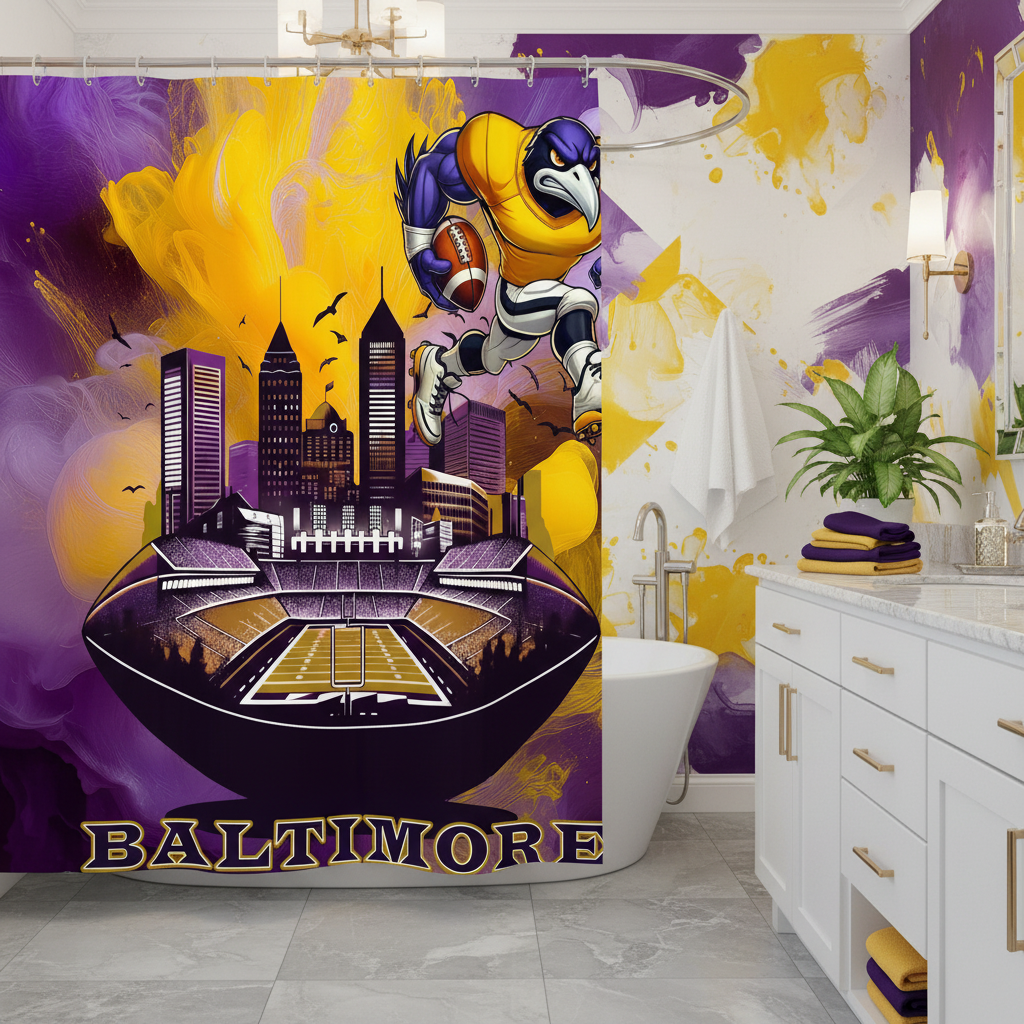 Copycat-Creations Baltimore Football Shower Curtain