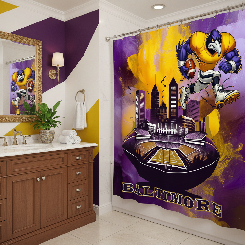 Copycat-Creations Baltimore Football Shower Curtain