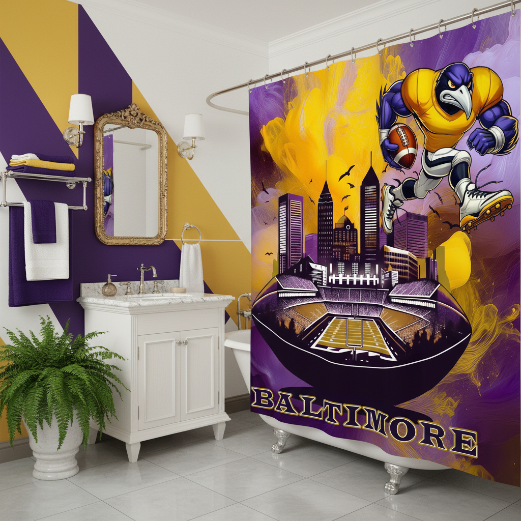 Copycat-Creations Baltimore Football Shower Curtain