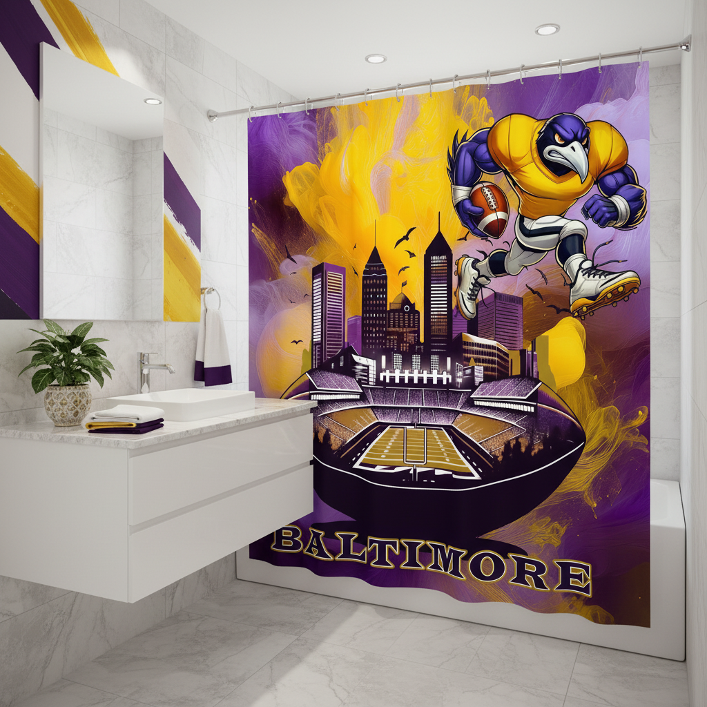 Copycat-Creations Baltimore Football Shower Curtain