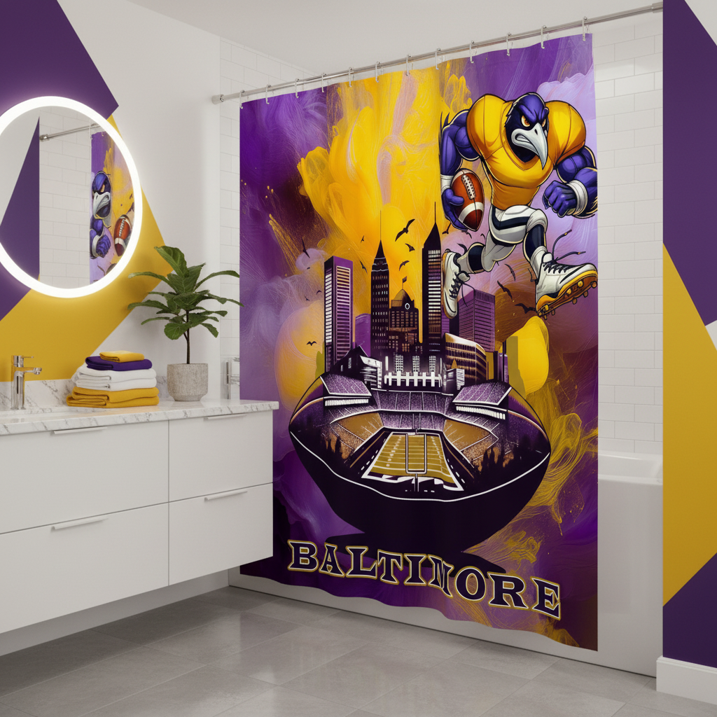 Copycat-Creations Baltimore Football Shower Curtain
