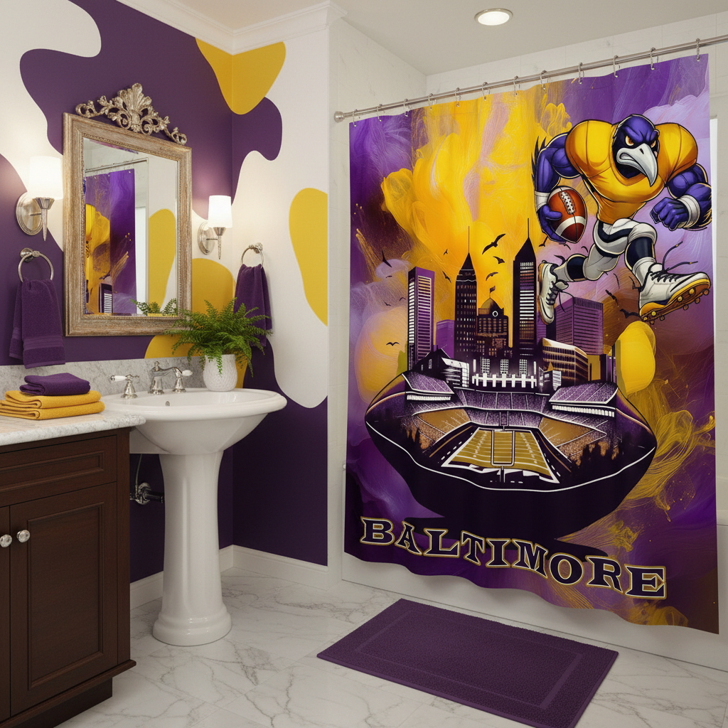 Copycat-Creations Baltimore Football Shower Curtain