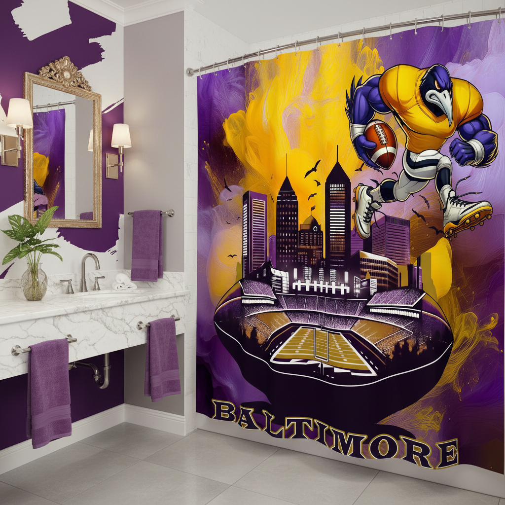 Copycat-Creations Baltimore Football Shower Curtain