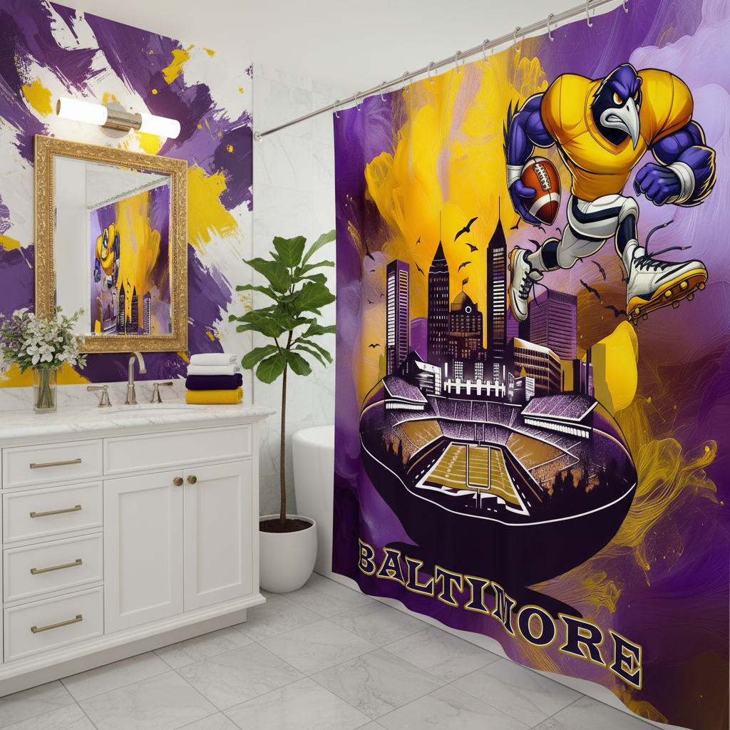 Copycat-Creations Baltimore Football Shower Curtain