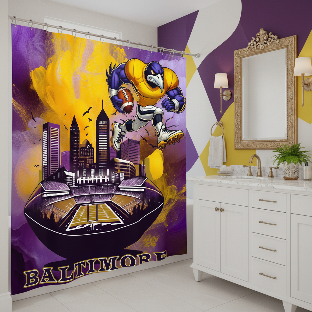 Copycat-Creations Baltimore Football Shower Curtain