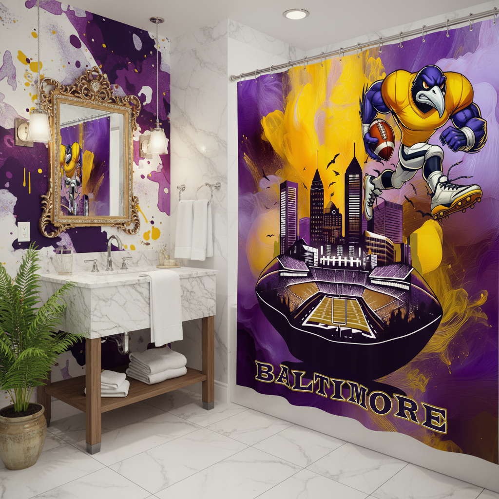 Copycat-Creations Baltimore Football Shower Curtain