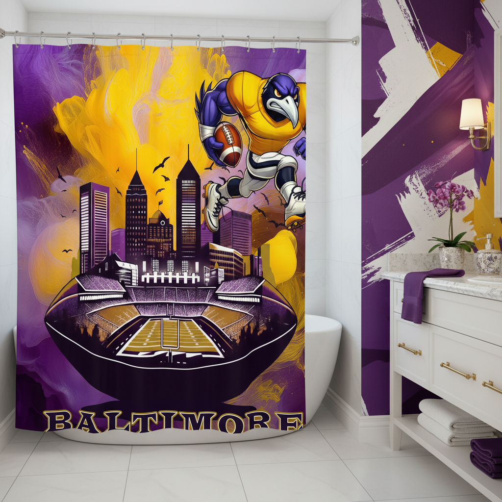 Copycat-Creations Baltimore Football Shower Curtain