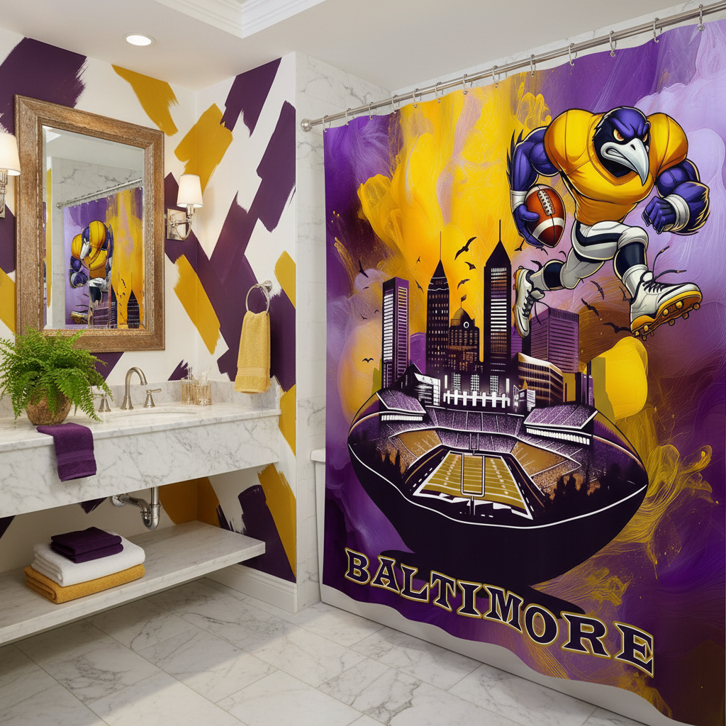 Copycat-Creations Baltimore Football Shower Curtain