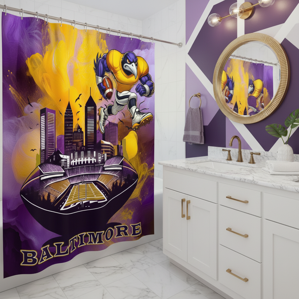 Copycat-Creations Baltimore Football Shower Curtain