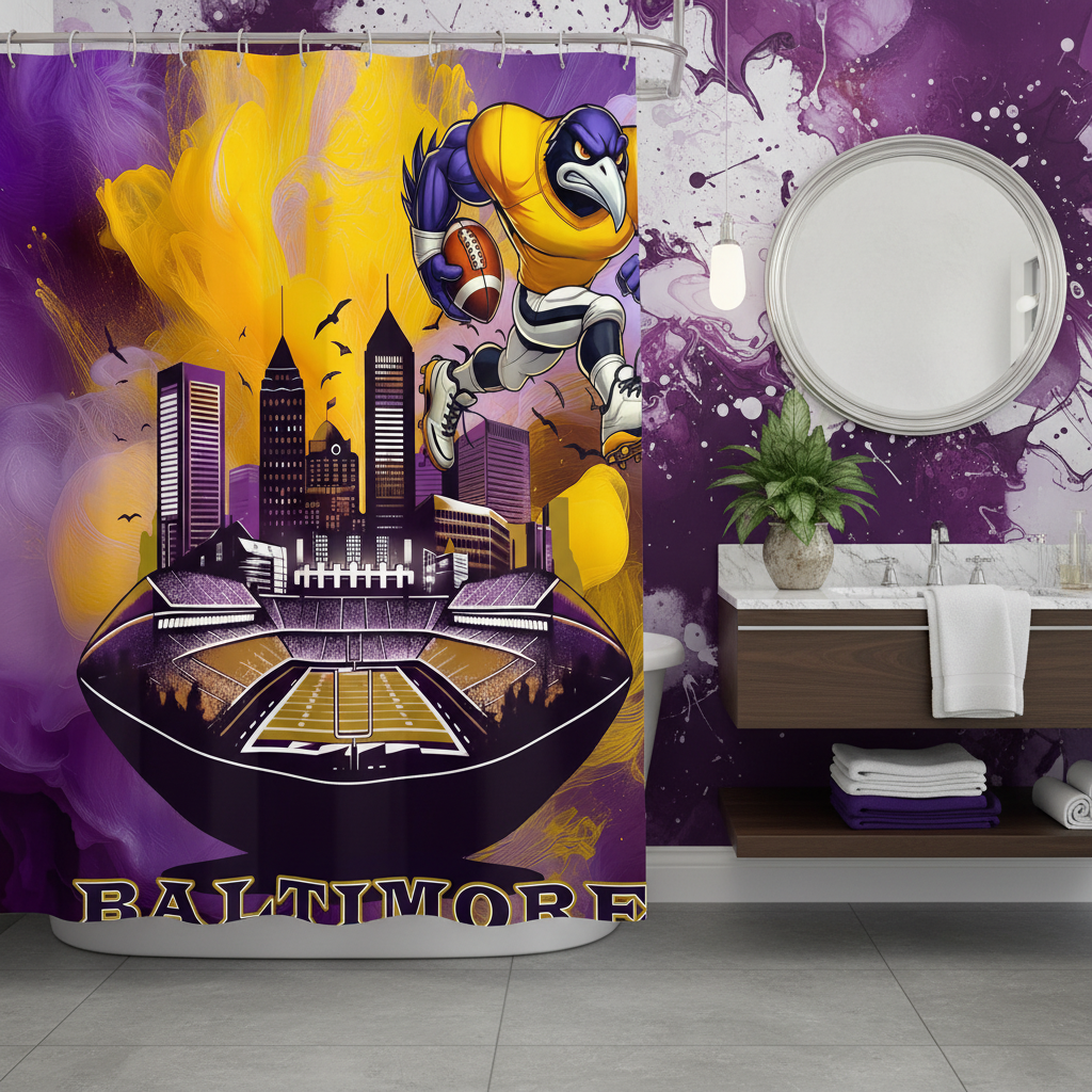 Copycat-Creations Baltimore Football Shower Curtain