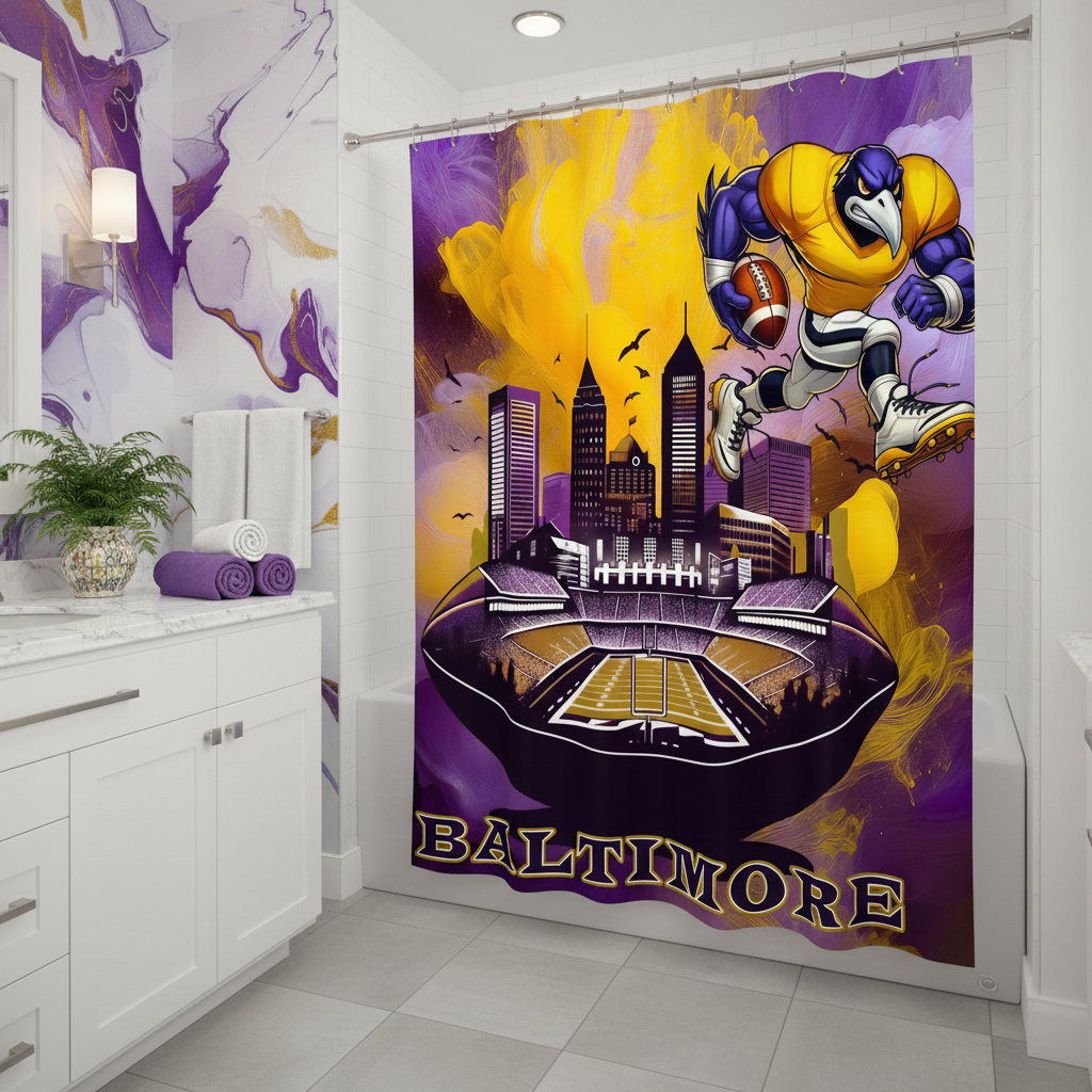 Copycat-Creations Baltimore Football Shower Curtain