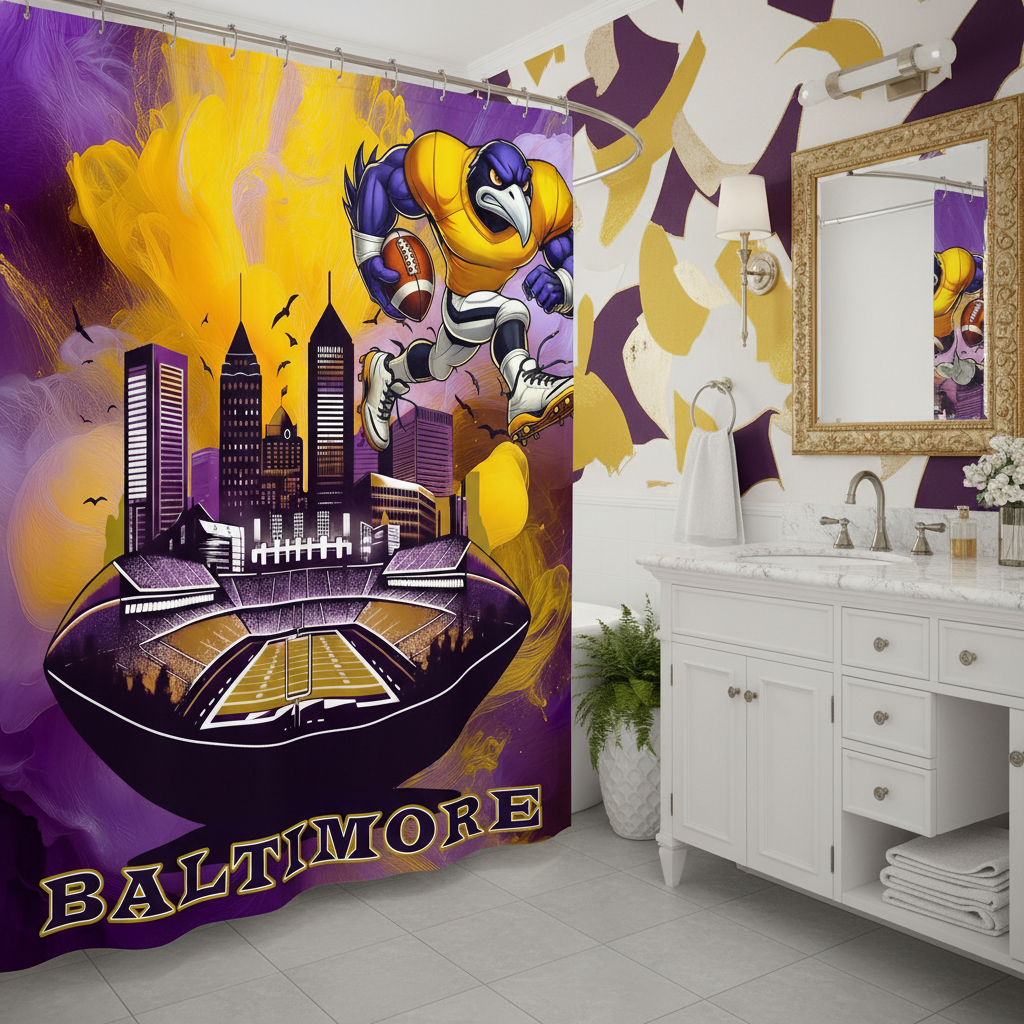 Copycat-Creations Baltimore Football Shower Curtain