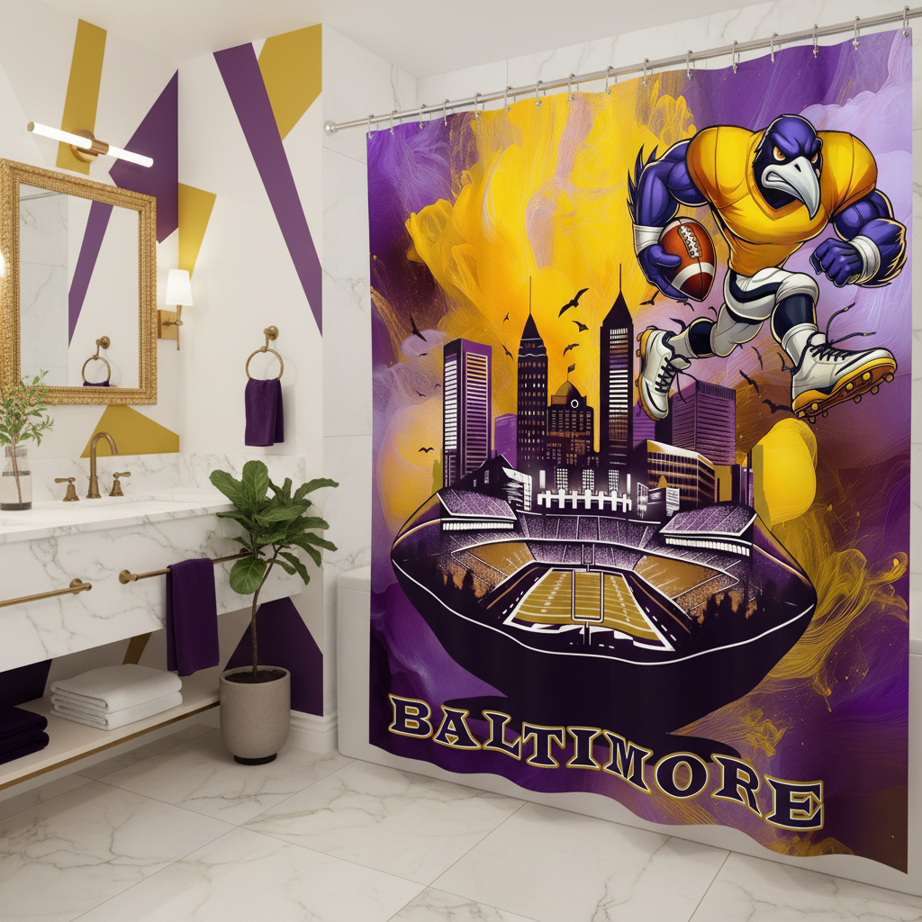 Copycat-Creations Baltimore Football Shower Curtain