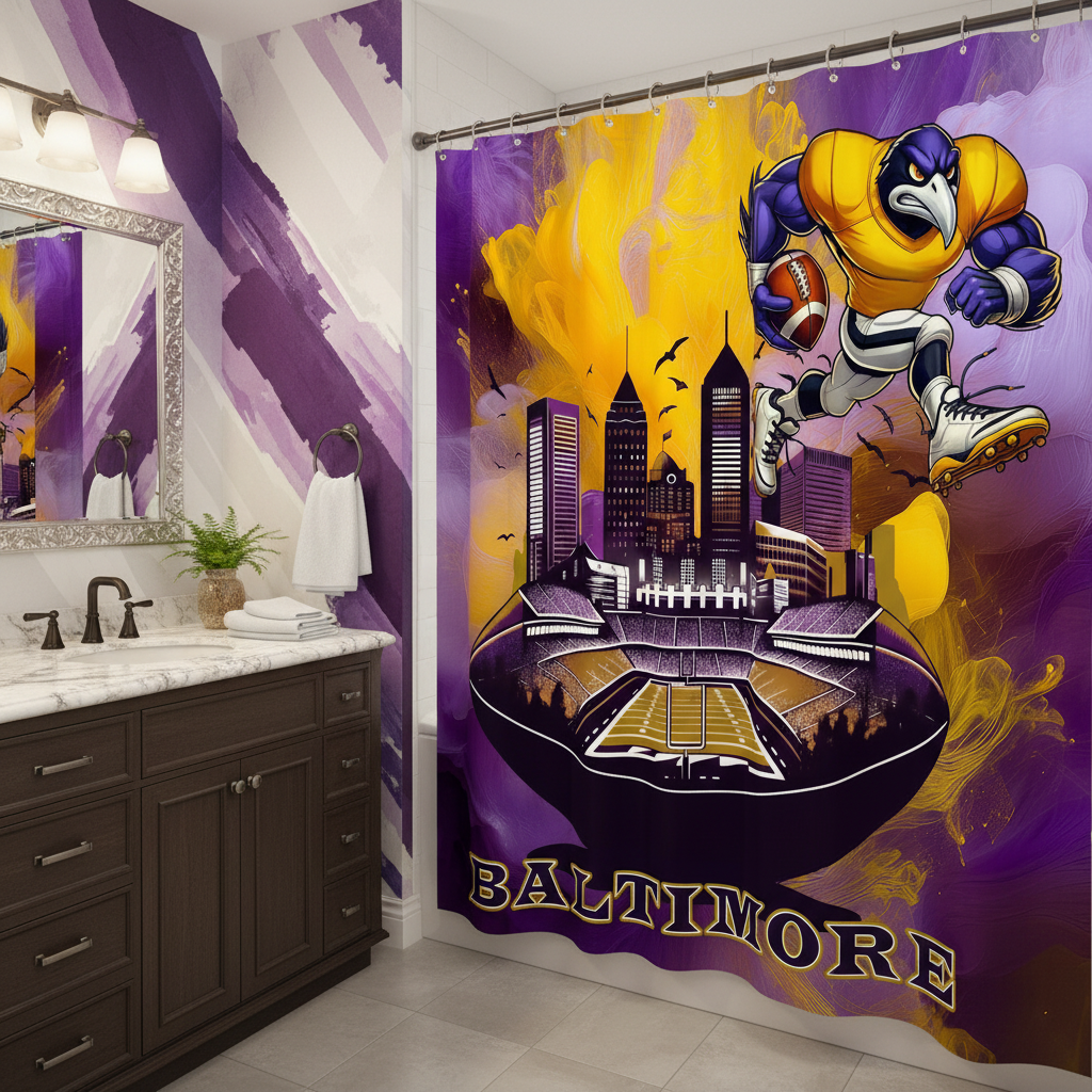 Copycat-Creations Baltimore Football Shower Curtain
