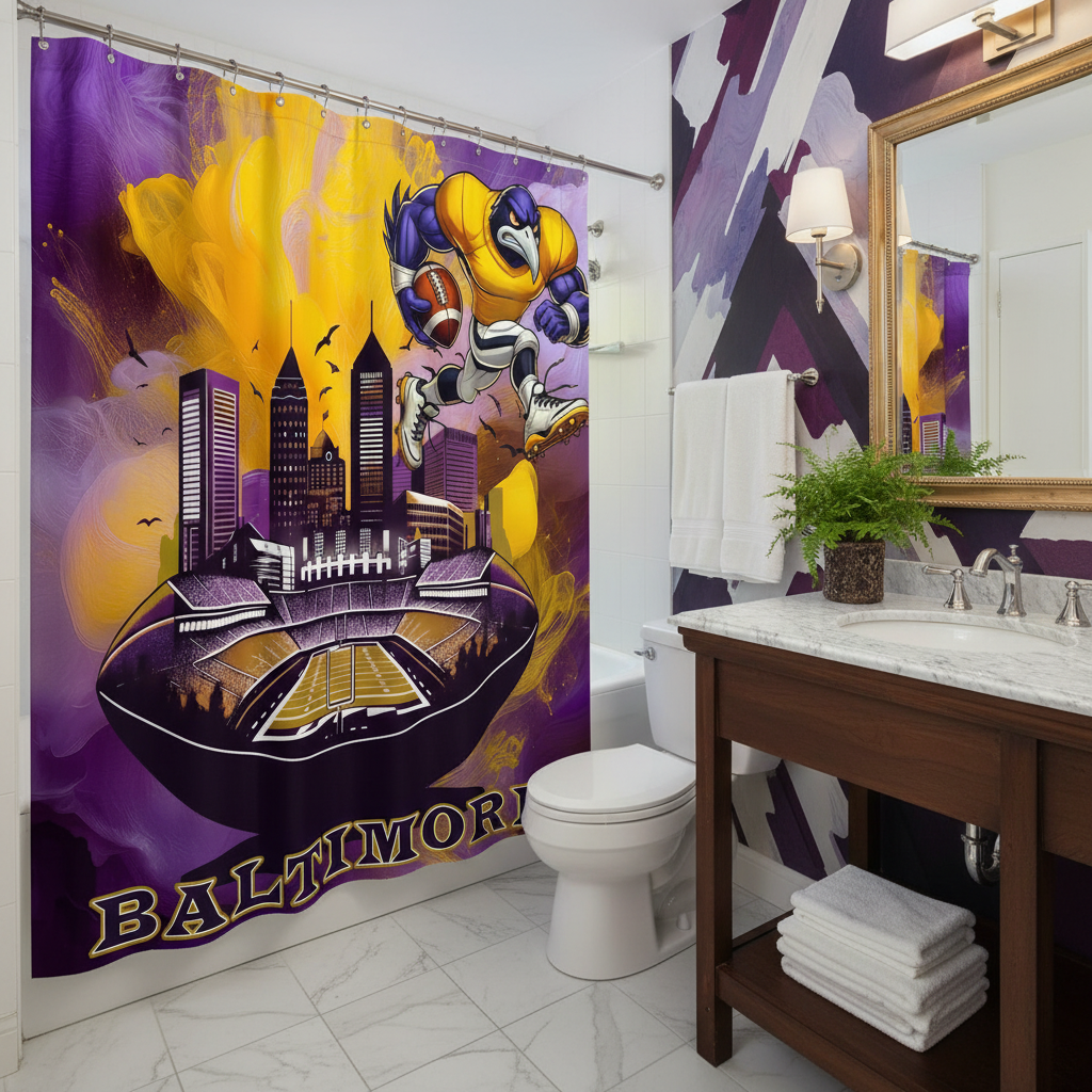 Copycat-Creations Baltimore Football Shower Curtain