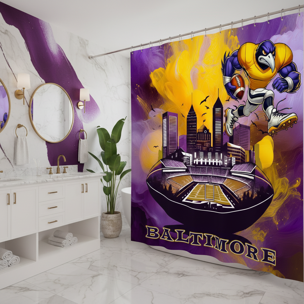 Copycat-Creations Baltimore Football Shower Curtain