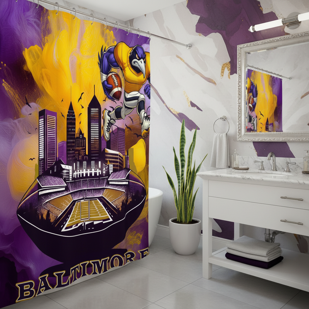 Copycat-Creations Baltimore Football Shower Curtain