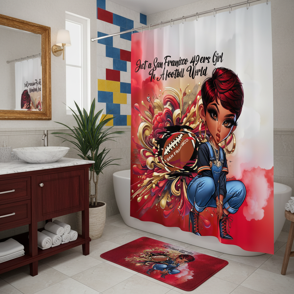 Copycat-Creations San Francisco 2pcs Football Shower Curtain Set