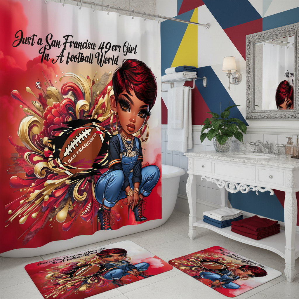 Copycat-Creations San Francisco 2pcs Football Shower Curtain Set