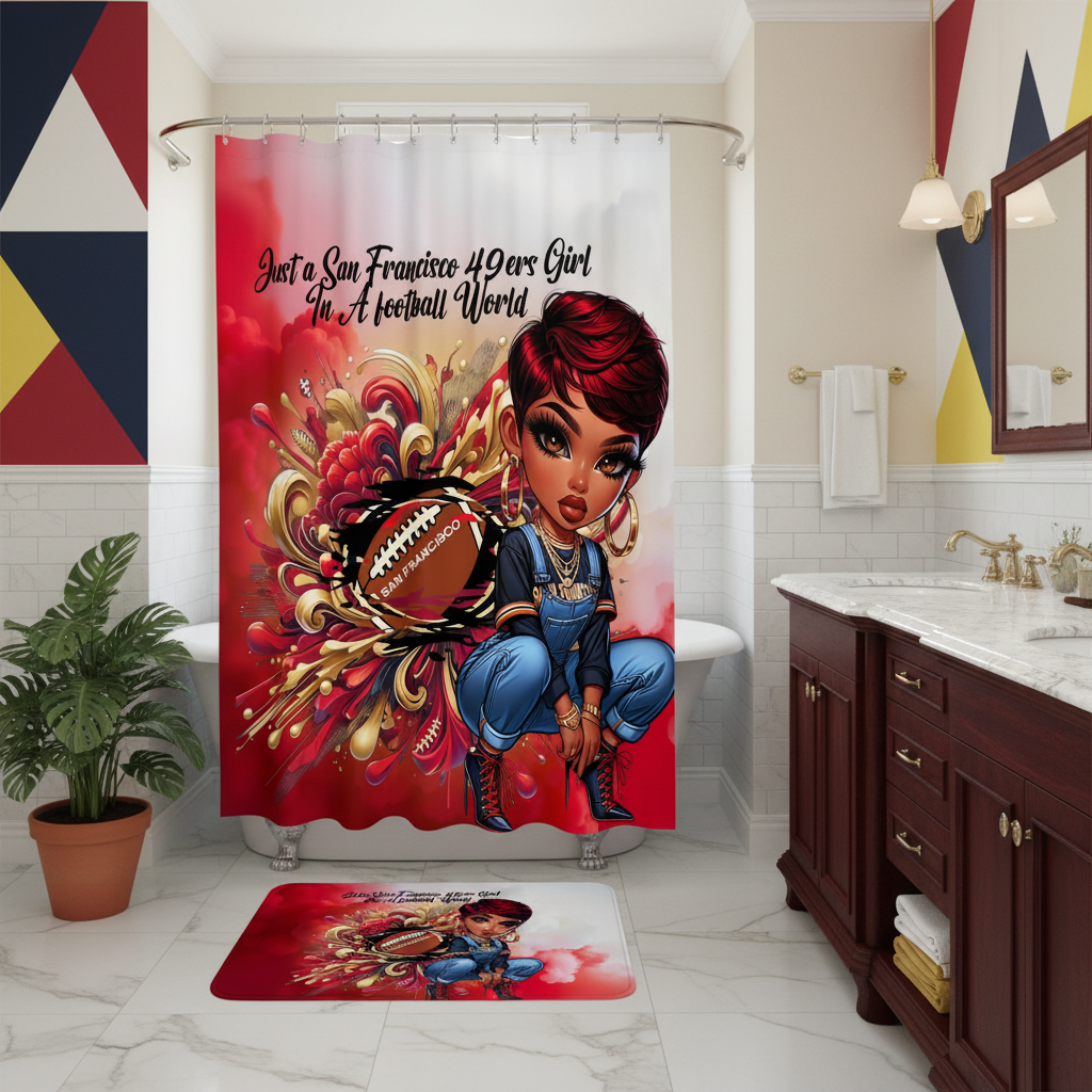 Copycat-Creations San Francisco 2pcs Football Shower Curtain Set