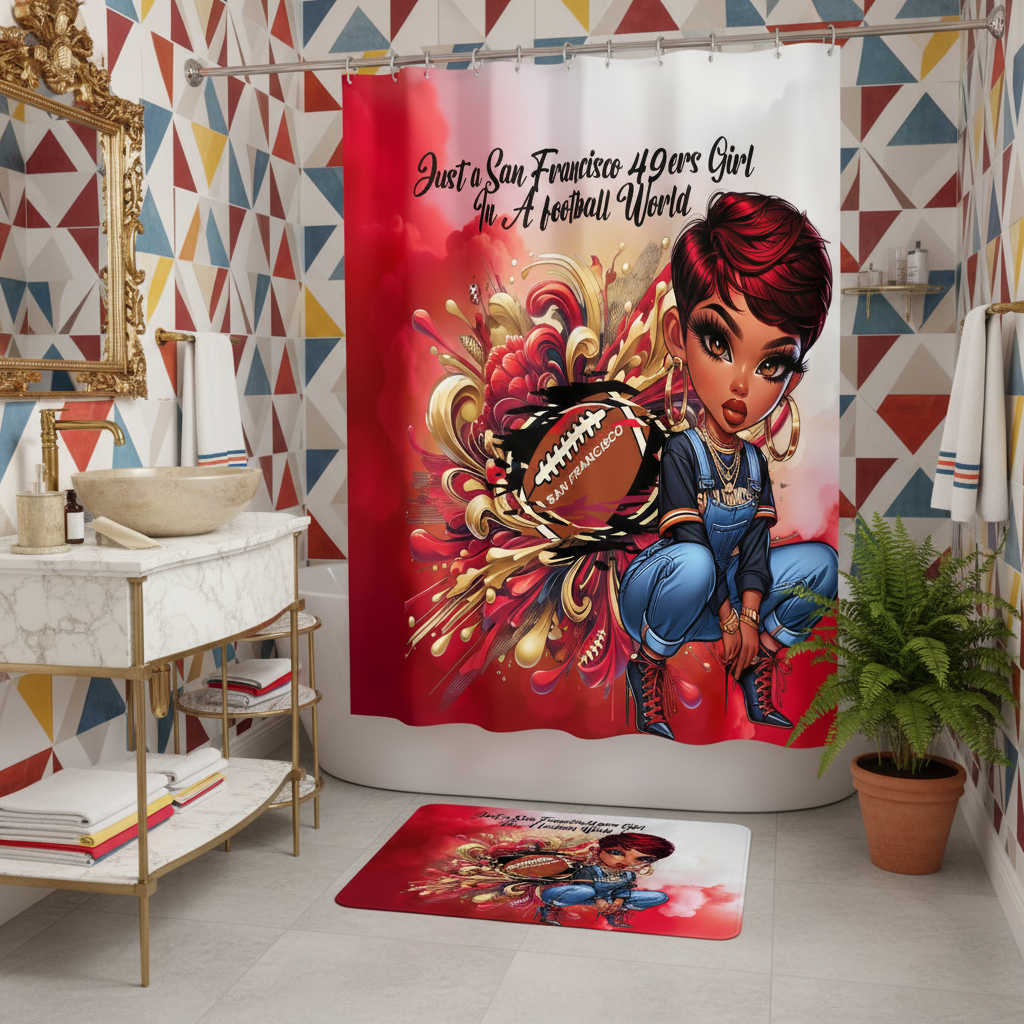 Copycat-Creations San Francisco 2pcs Football Shower Curtain Set