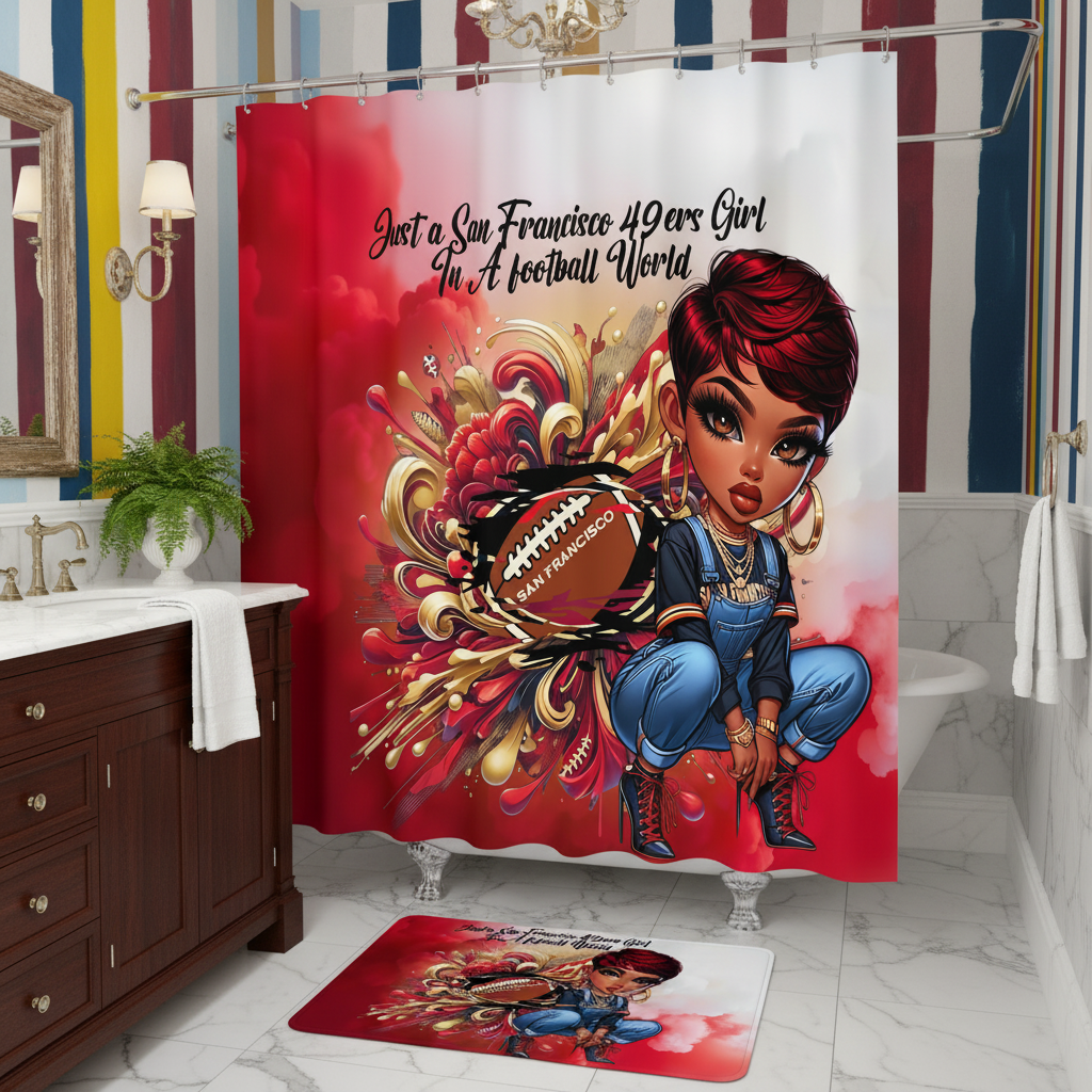 Copycat-Creations San Francisco 2pcs Football Shower Curtain Set