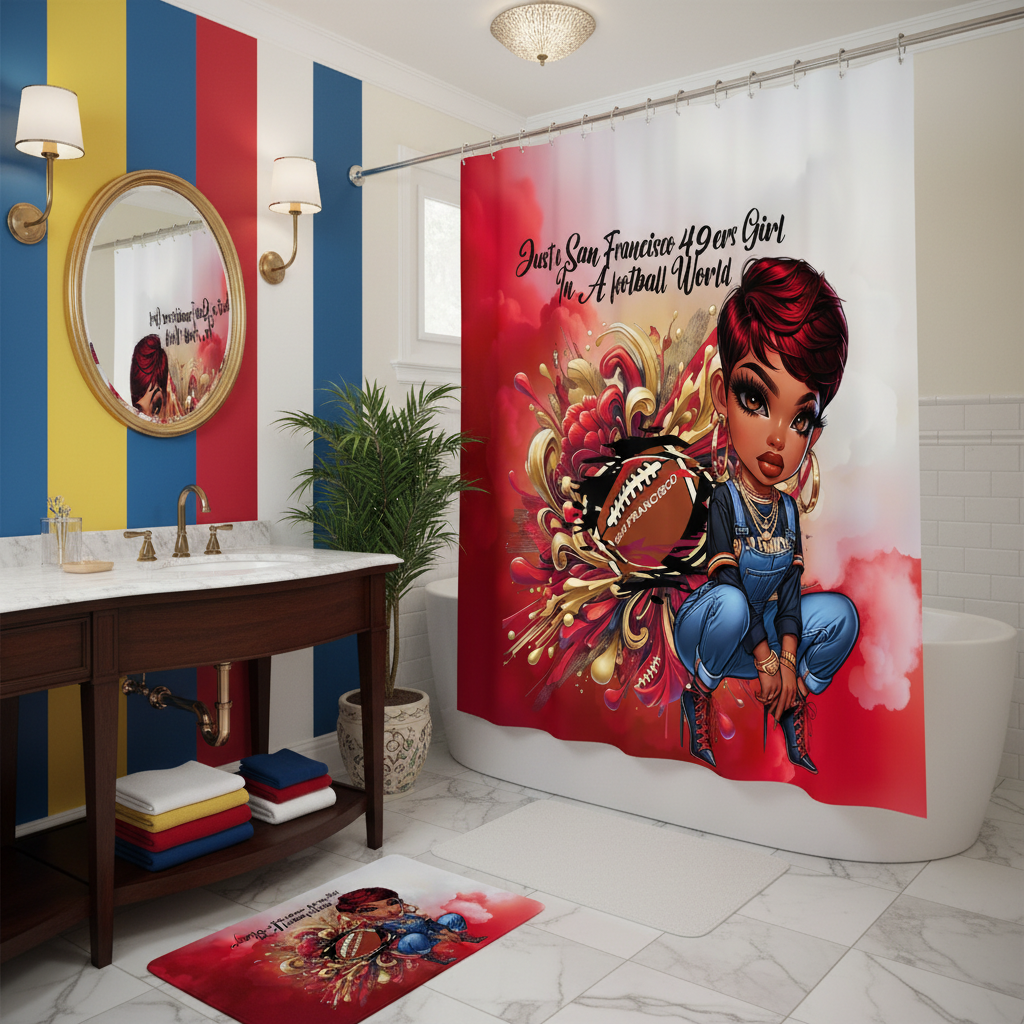 Copycat-Creations San Francisco 2pcs Football Shower Curtain Set