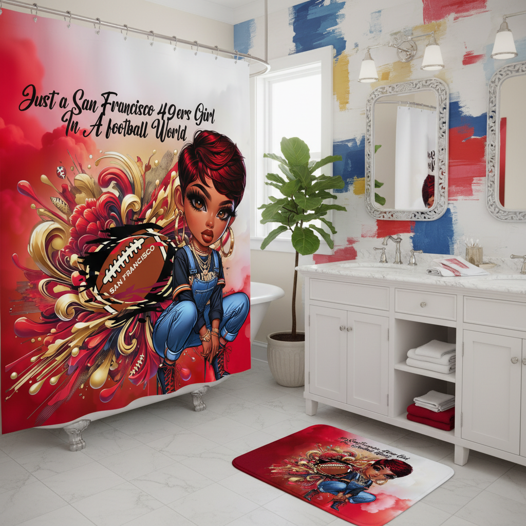 Copycat-Creations San Francisco 2pcs Football Shower Curtain Set