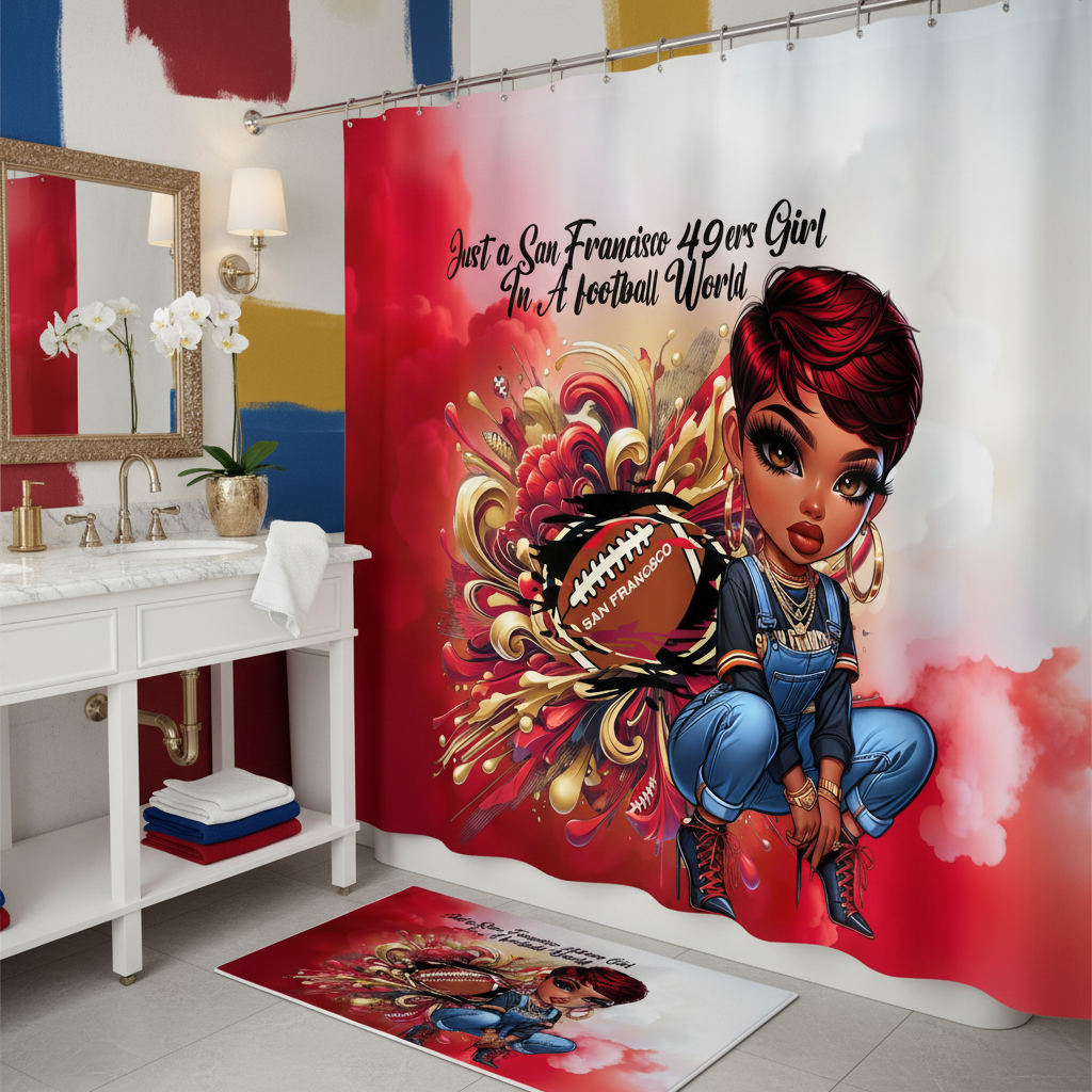 Copycat-Creations San Francisco 2pcs Football Shower Curtain Set