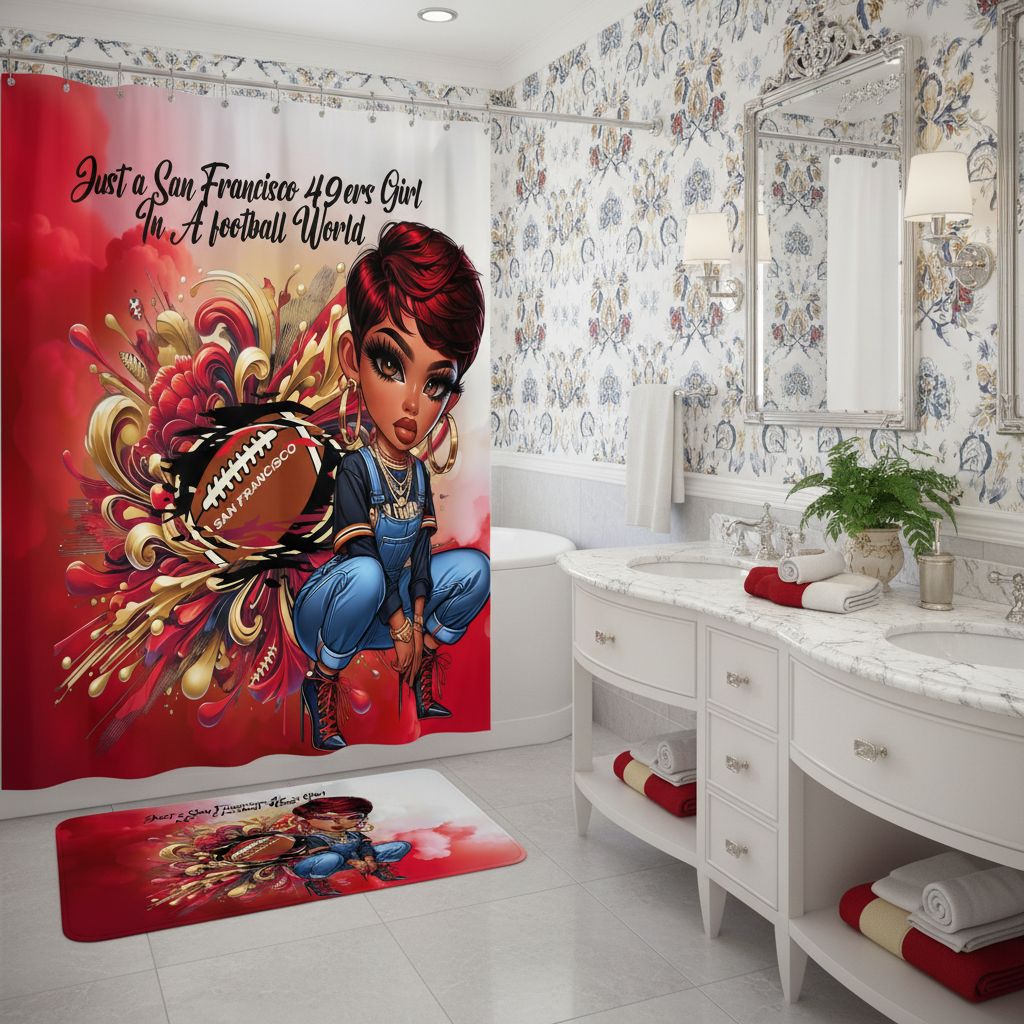Copycat-Creations San Francisco 2pcs Football Shower Curtain Set