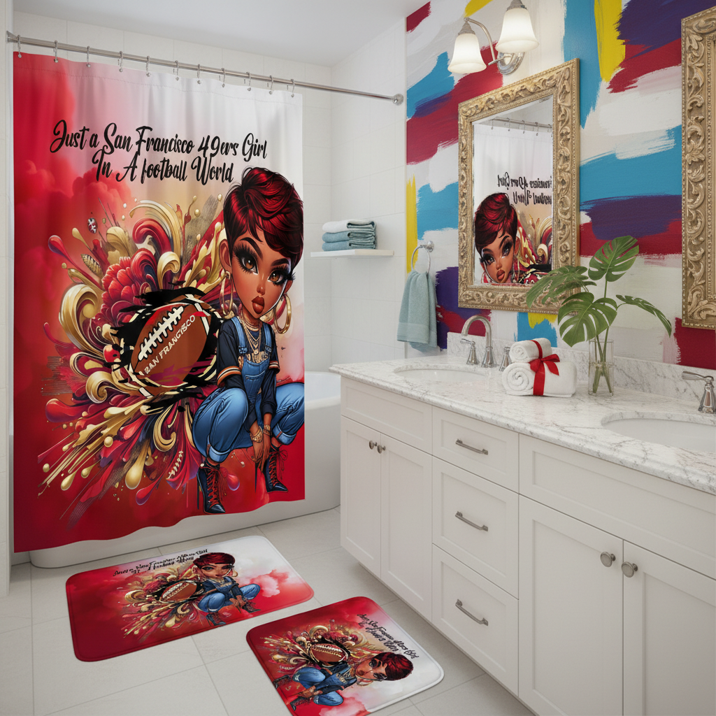 Copycat-Creations San Francisco 2pcs Football Shower Curtain Set