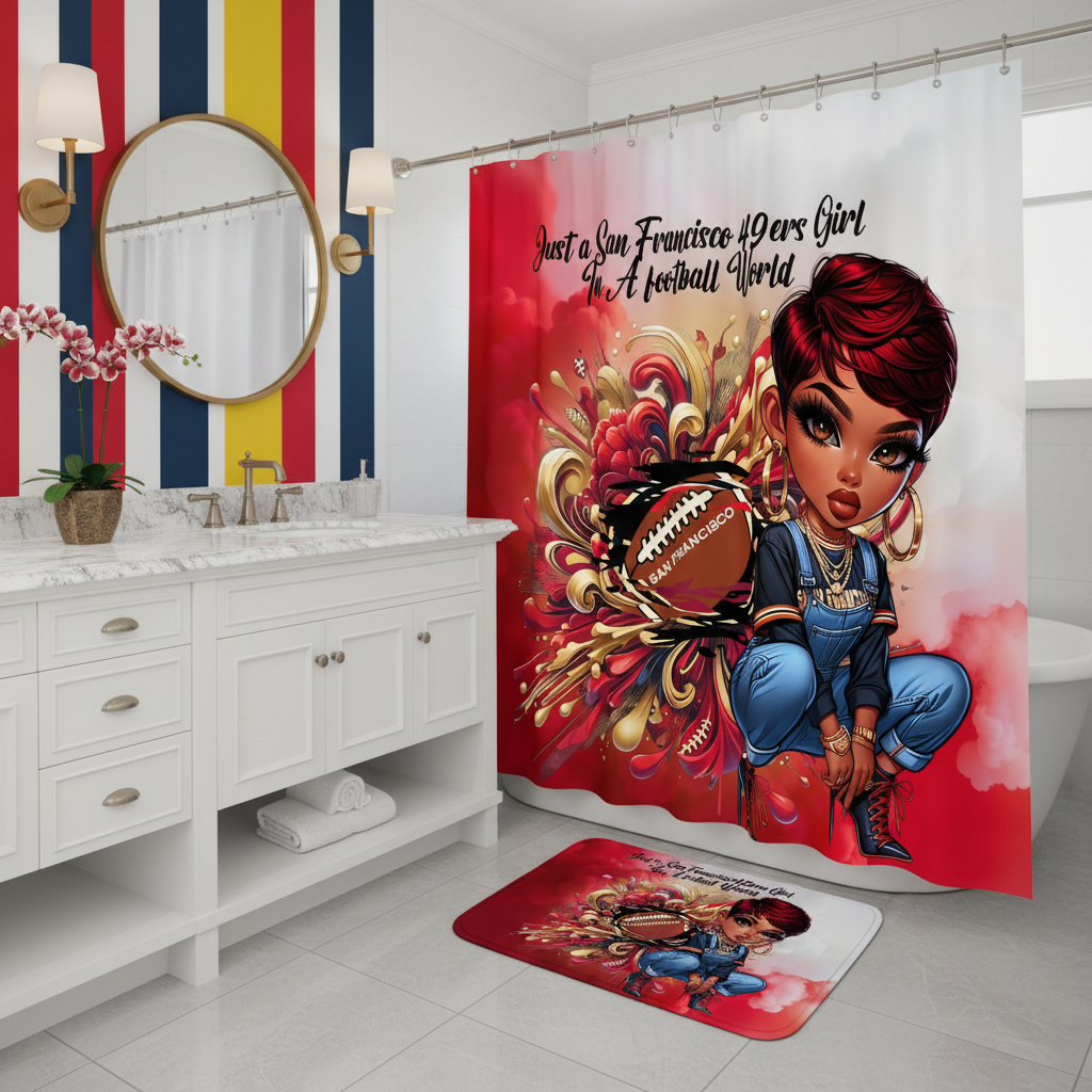 Copycat-Creations San Francisco 2pcs Football Shower Curtain Set