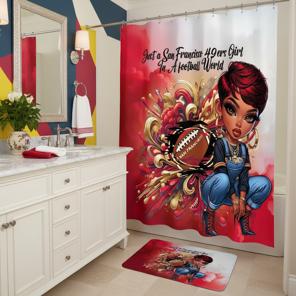 Copycat-Creations San Francisco 2pcs Football Shower Curtain Set