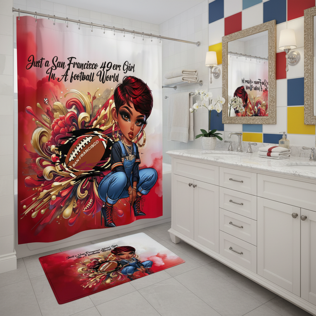Copycat-Creations San Francisco 2pcs Football Shower Curtain Set