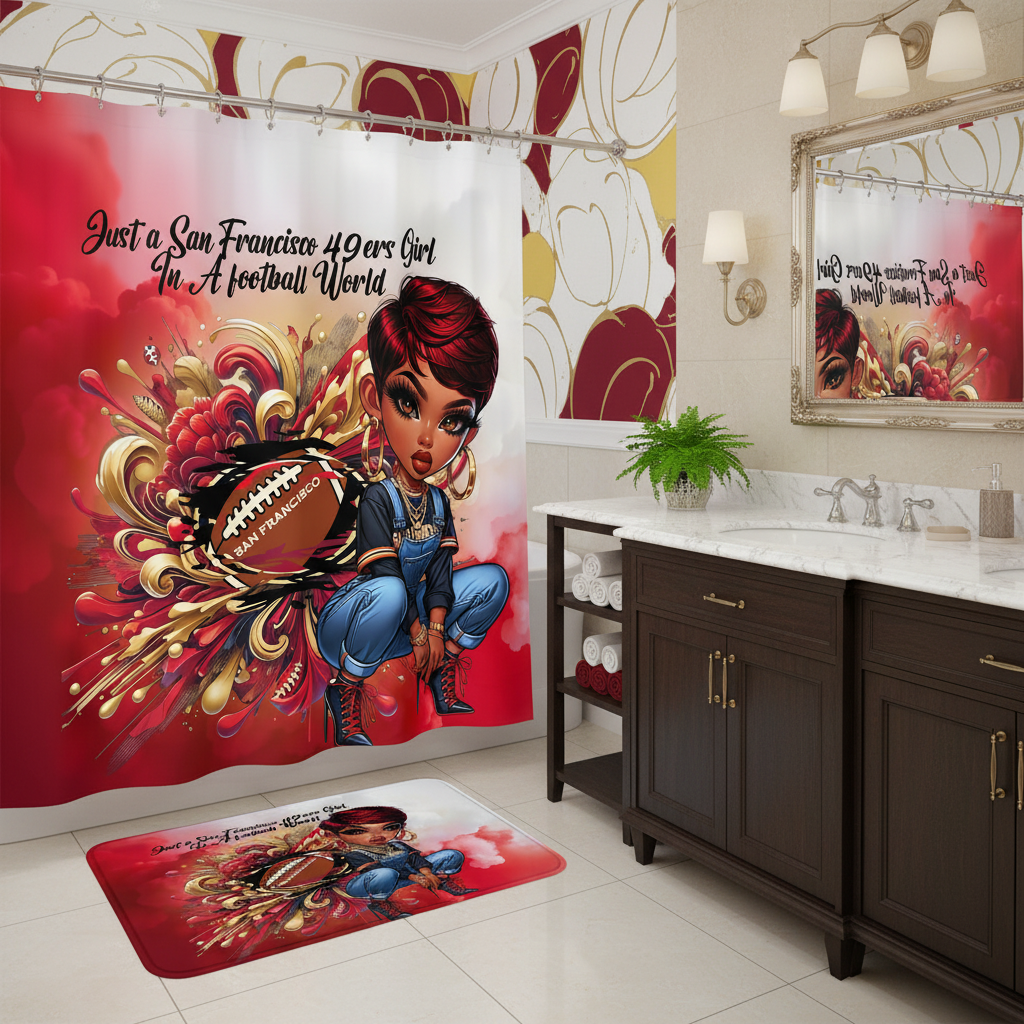 Copycat-Creations San Francisco 2pcs Football Shower Curtain Set