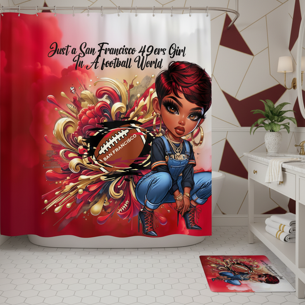 Copycat-Creations San Francisco 2pcs Football Shower Curtain Set