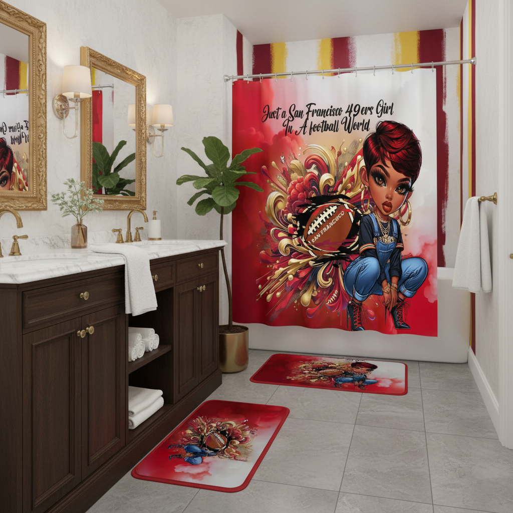 Copycat-Creations San Francisco 2pcs Football Shower Curtain Set