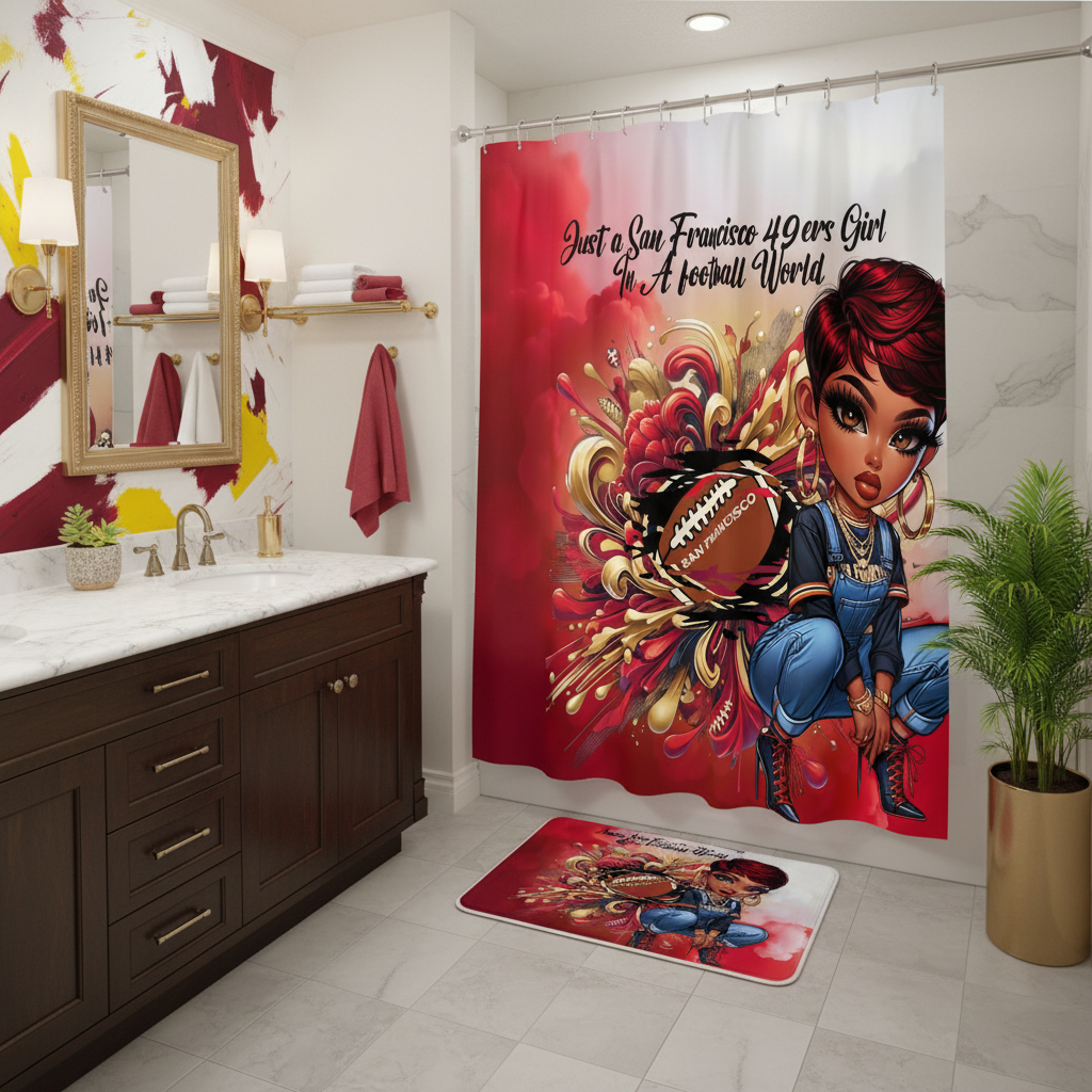 Copycat-Creations San Francisco 2pcs Football Shower Curtain Set