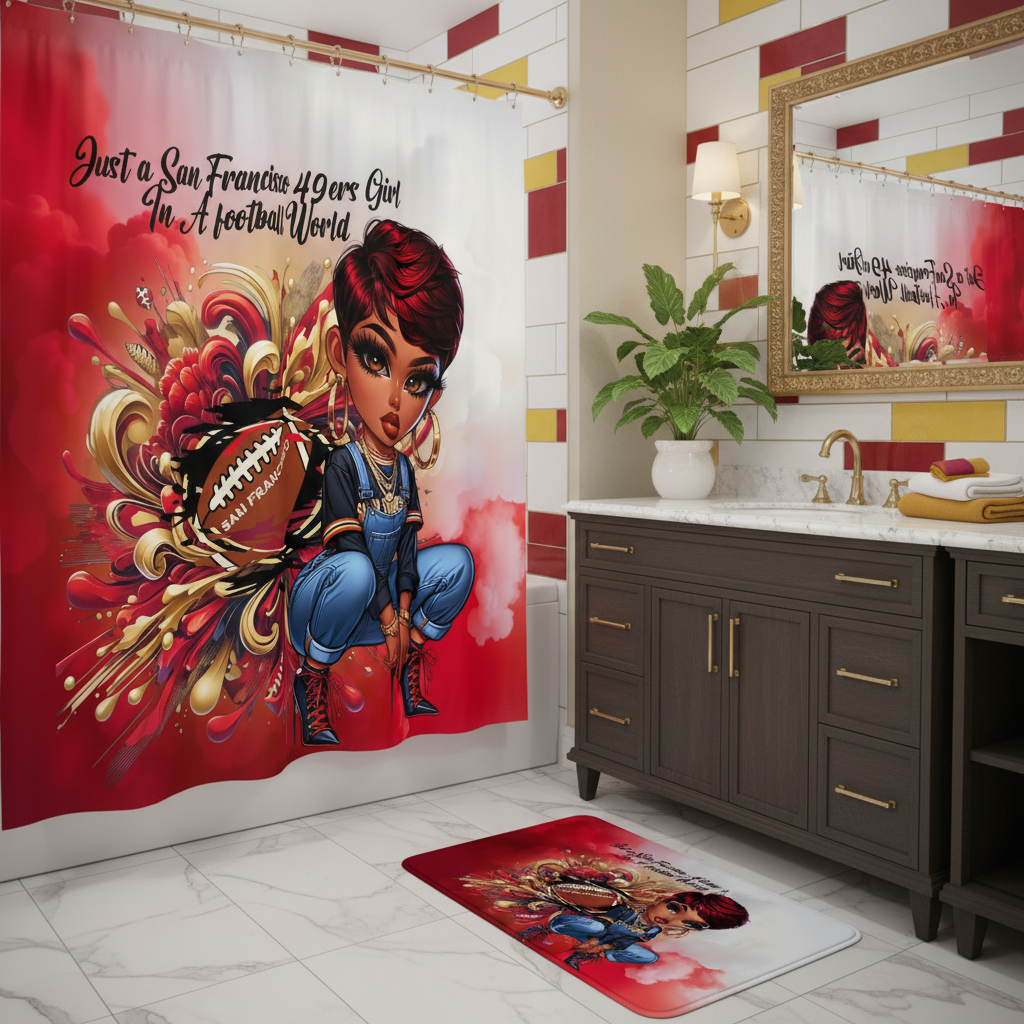 Copycat-Creations San Francisco 2pcs Football Shower Curtain Set