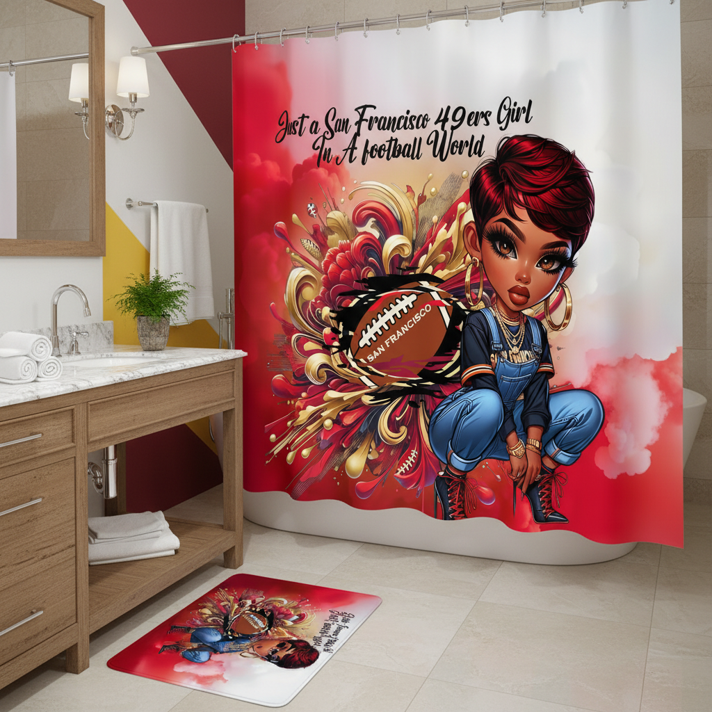 Copycat-Creations San Francisco 2pcs Football Shower Curtain Set