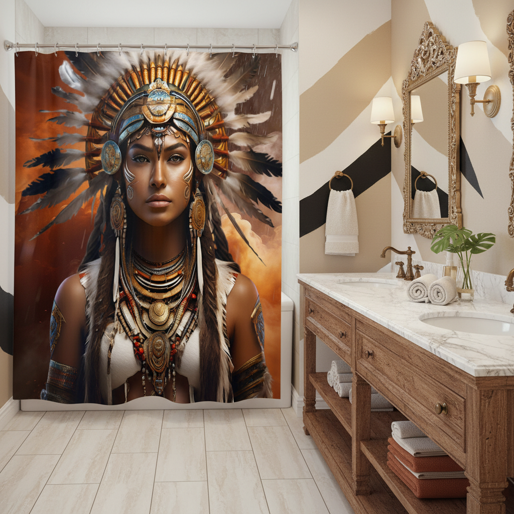 Copycat-Creations 3rd Edition Indigenous Goddess Shower Curtain