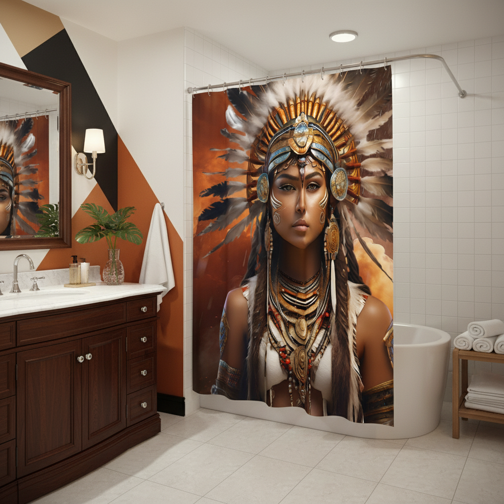 Copycat-Creations 3rd Edition Indigenous Goddess Shower Curtain