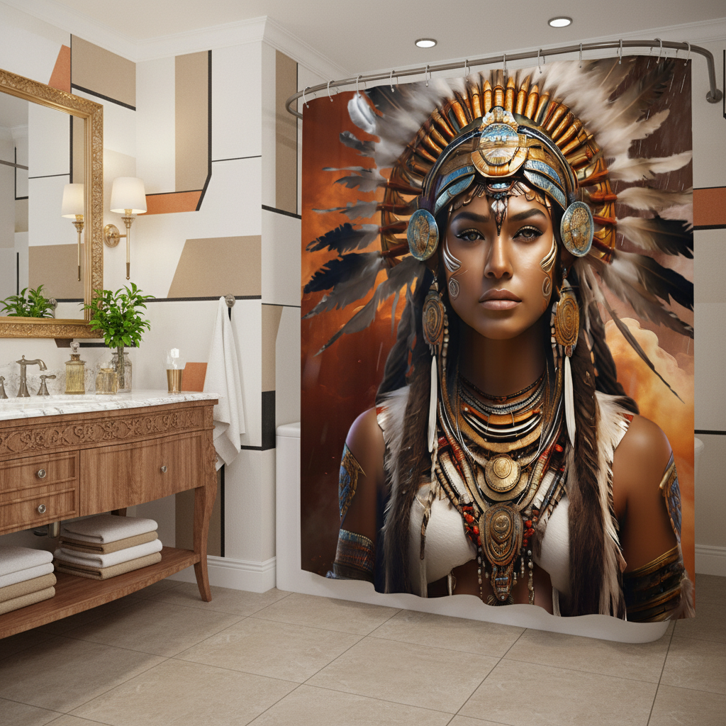 Copycat-Creations 3rd Edition Indigenous Goddess Shower Curtain