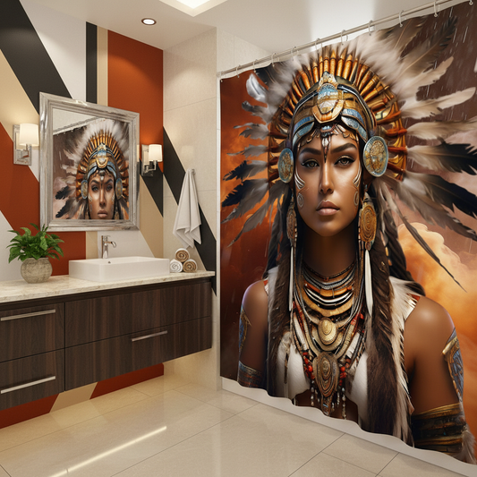 Copycat-Creations 3rd Edition Indigenous Goddess Shower Curtain