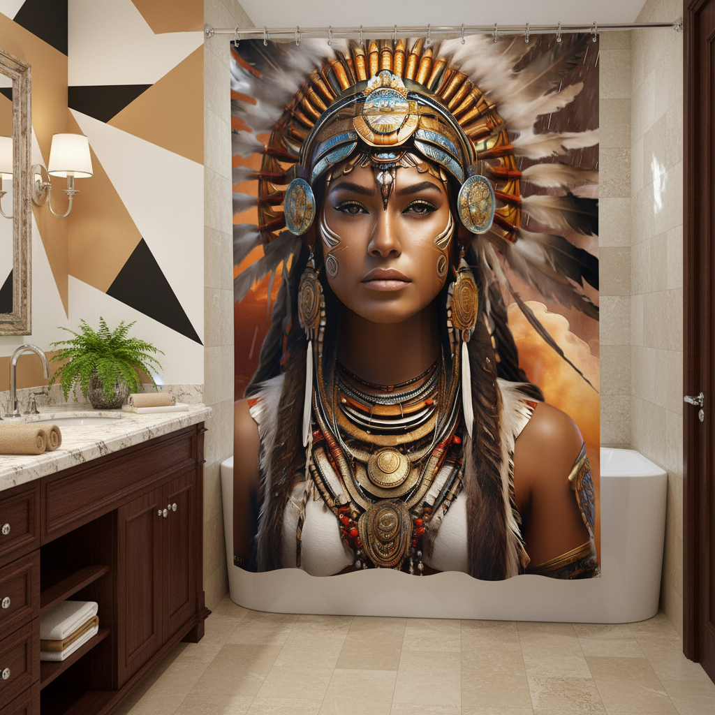 Copycat-Creations 3rd Edition Indigenous Goddess Shower Curtain