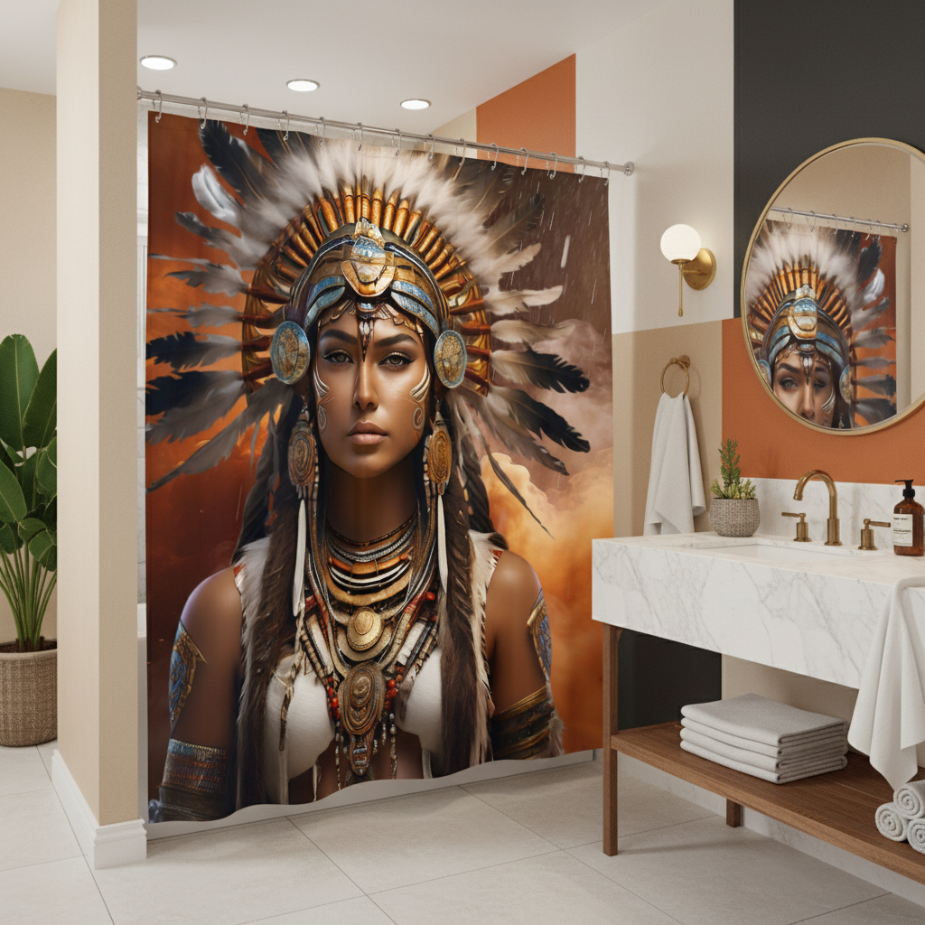 Copycat-Creations 3rd Edition Indigenous Goddess Shower Curtain