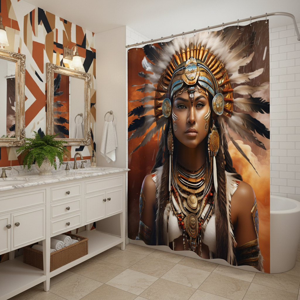 Copycat-Creations 3rd Edition Indigenous Goddess Shower Curtain